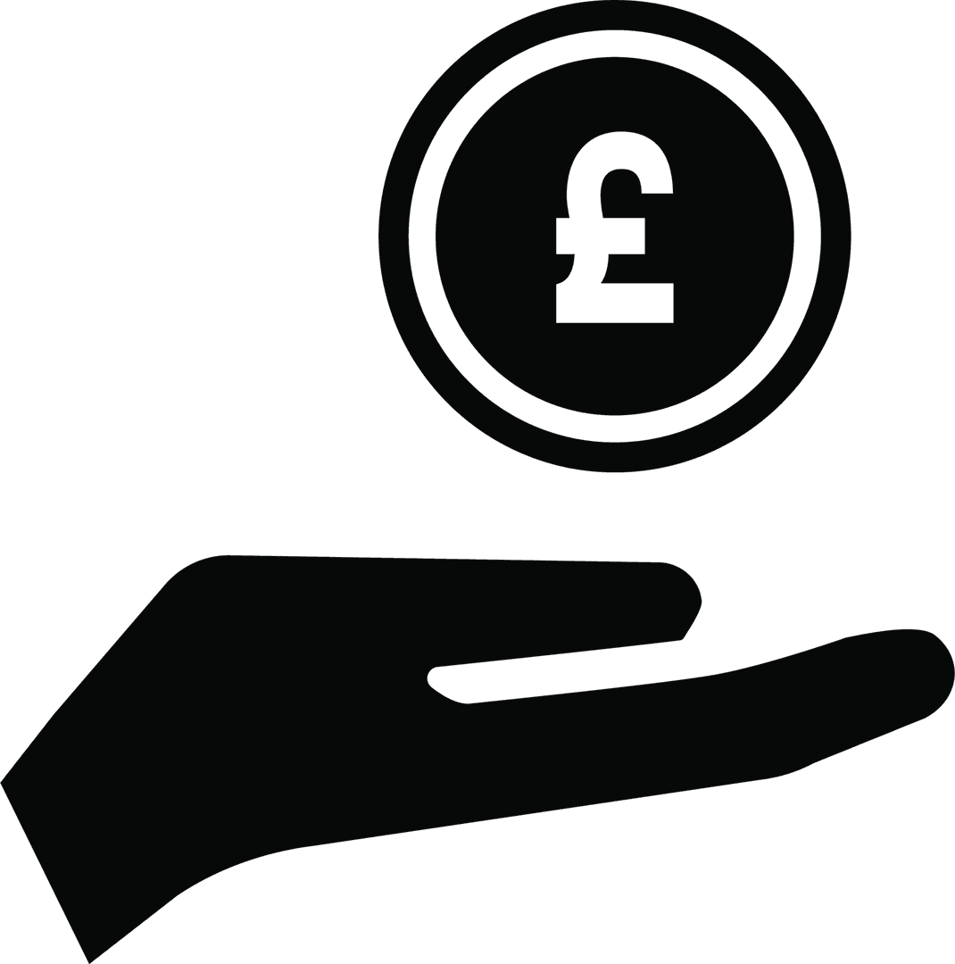 Transparent Hand Holding Pound Coin Symbol for Finance Concepts