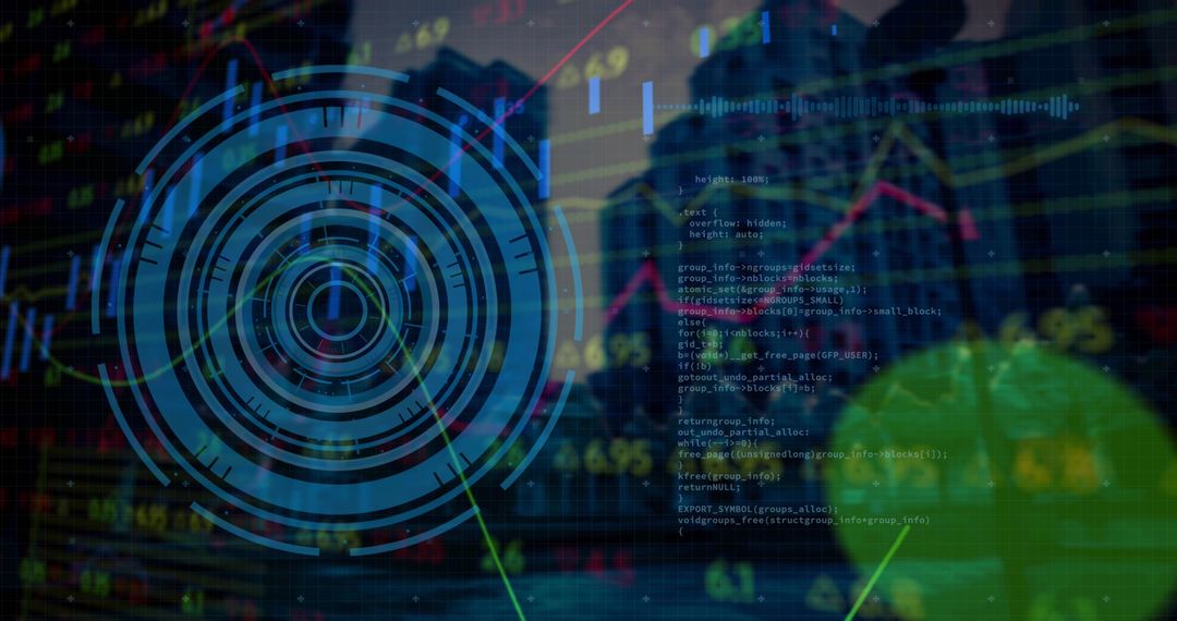 Financial Data Security Overlay on Cityscape
