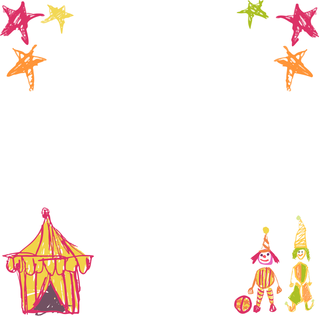 Festive Circus Border Elements on Transparent Background for Creative Design
