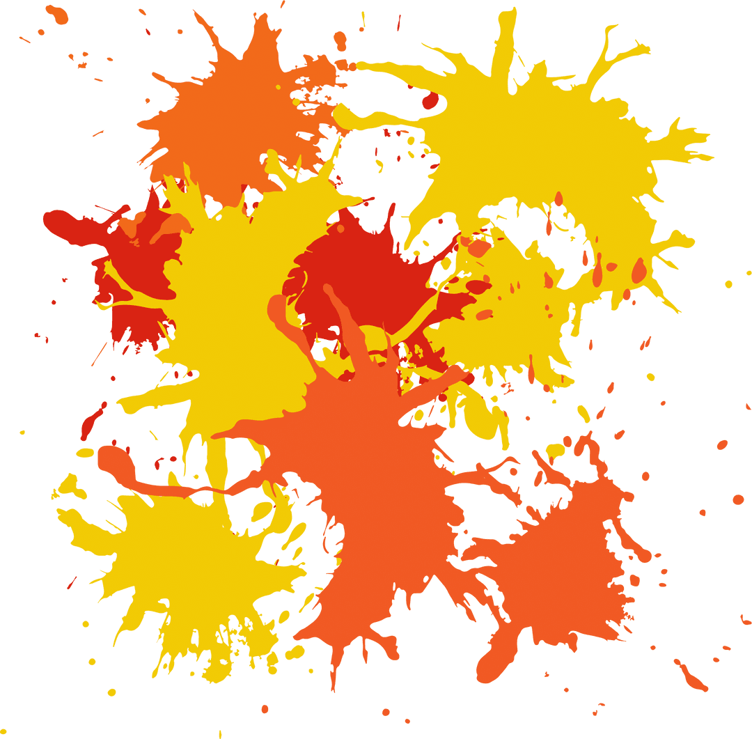 Vivid Splattered Paint Blots on Transparent Background