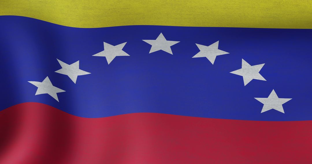 Close-Up of Waving Venezuelan Flag with Vibrant Colors