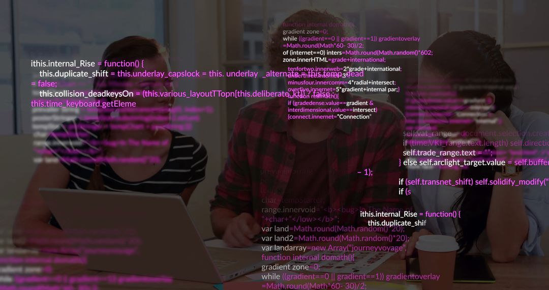 Collaborating Developers Writing Code in Office Meeting