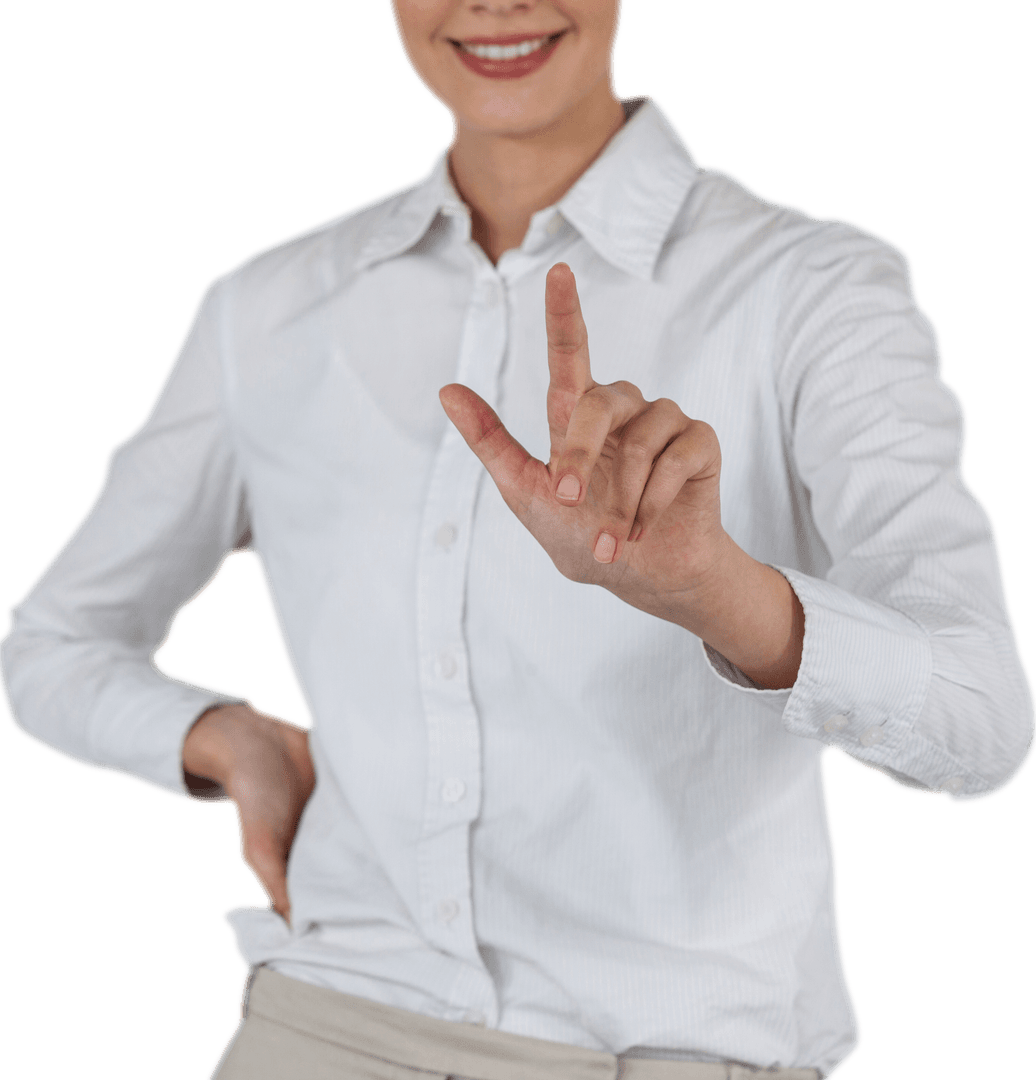 Transparent Interactive Businesswoman Using Virtual Screen