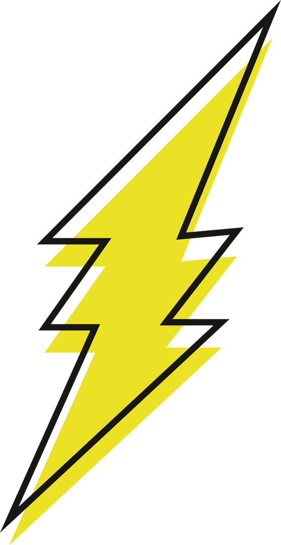 Flat Yellow Lightning Bolt on Transparent Background