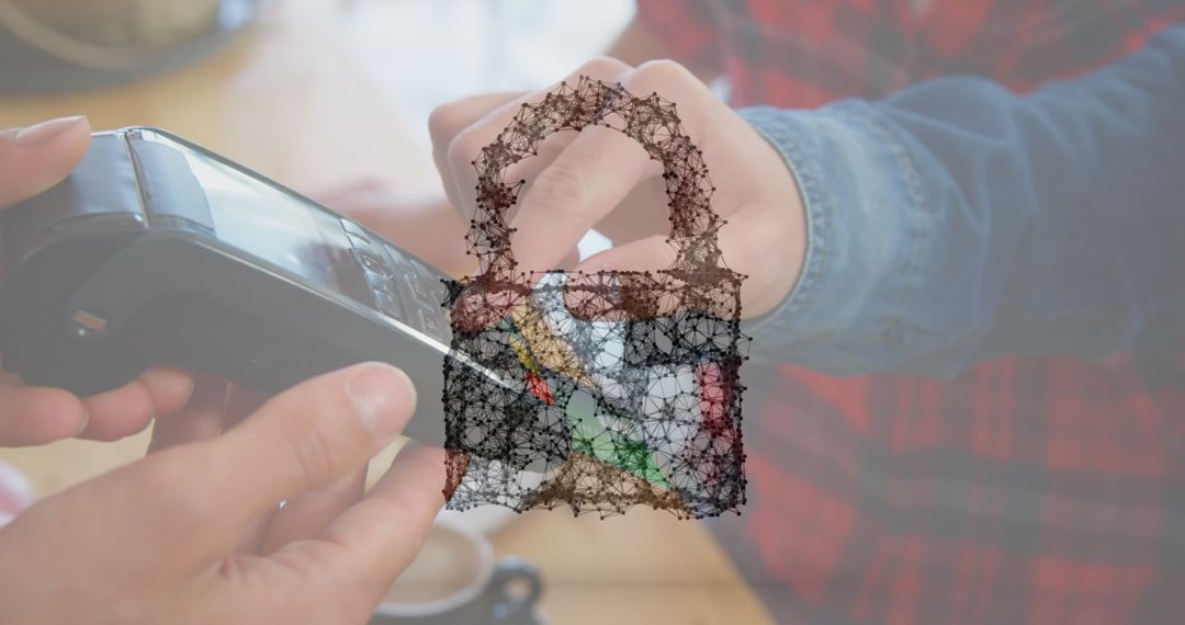 Network Security Overlay on Mobile Payment Transaction Illustration