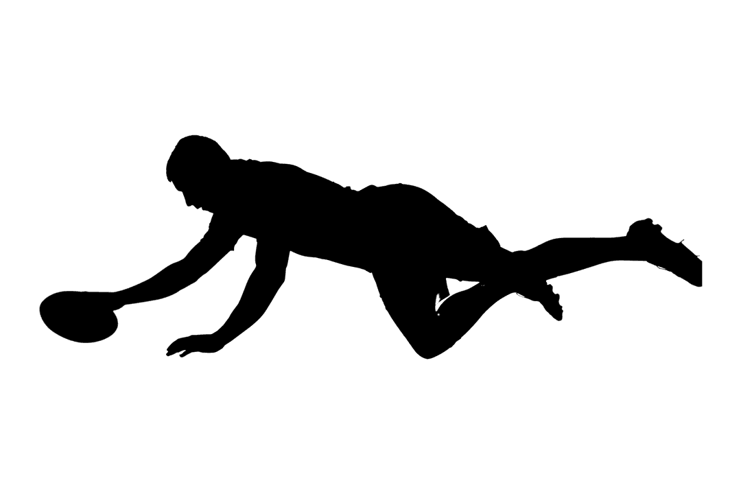 Silhouetted Rugby Player Holding Ball on Transparent Background
