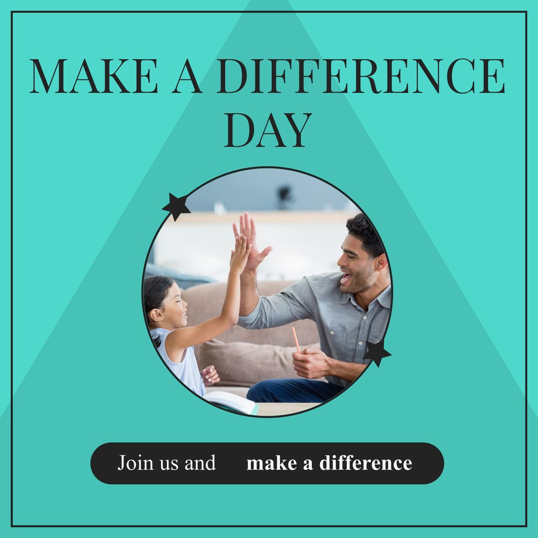 Father and Daughter Celebrating Make a Difference Day