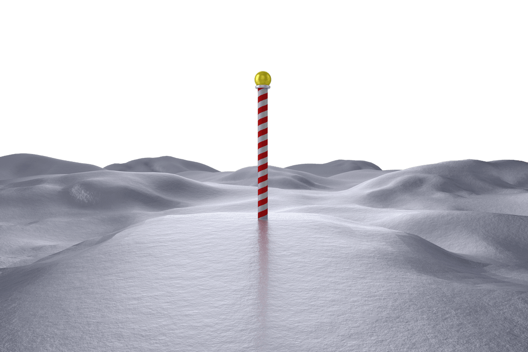 Transparent Winter Landscape with North Pole Landmark in Snow