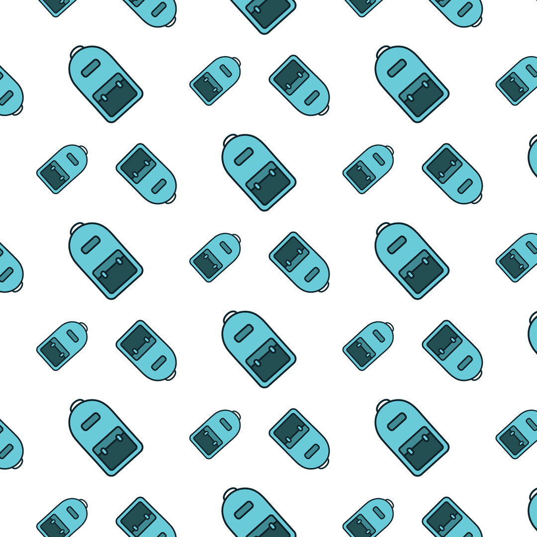 Seamless Blue School Bags Transparent Background Pattern