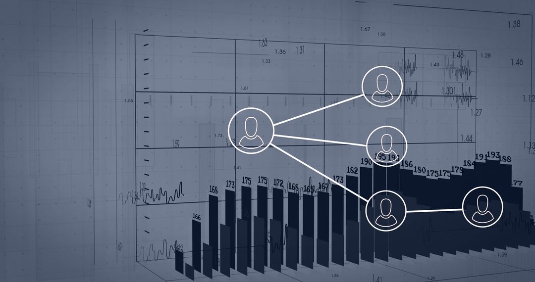 Digital Network Connections Overlay on Data Graph Background