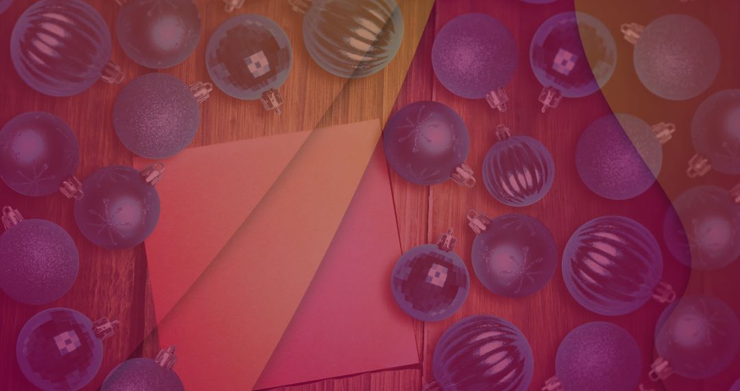 Vibrant Holiday Baubles with Festive Background