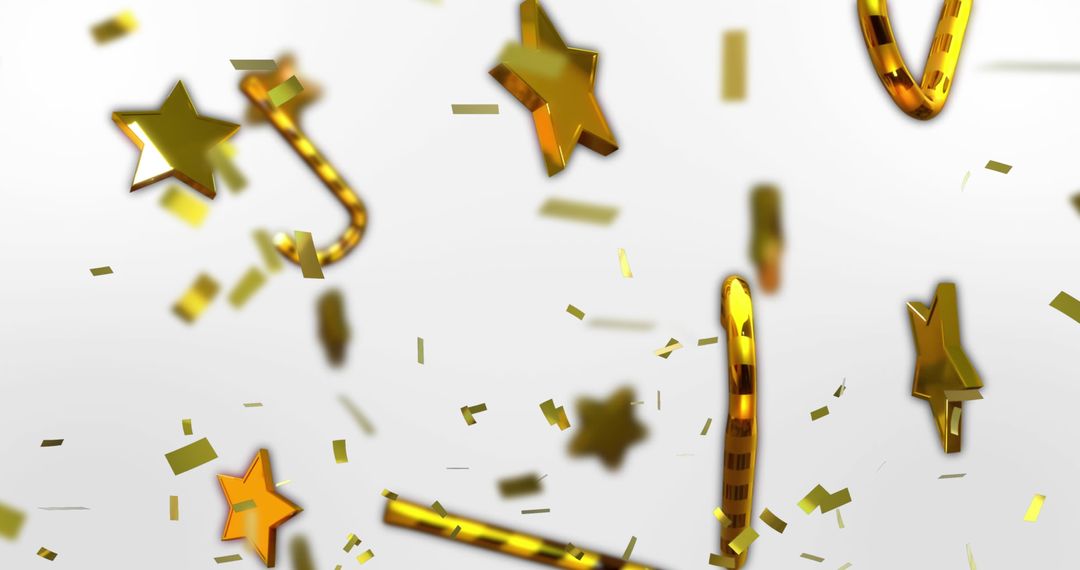 Festive Confetti and Christmas Decorations on White Background