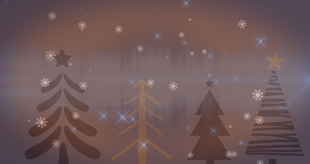 Stylized Christmas Trees with Snowflakes and Stars on Soft Background - Free Images, Stock Photos and Pictures on Pikwizard.com