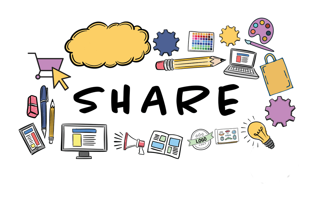 Digital Marketing Elements and Online Communication on Transparent Background