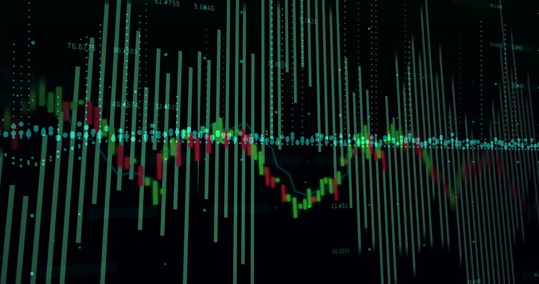 Digital Finance Chart with Candlesticks and Trendline Analytics