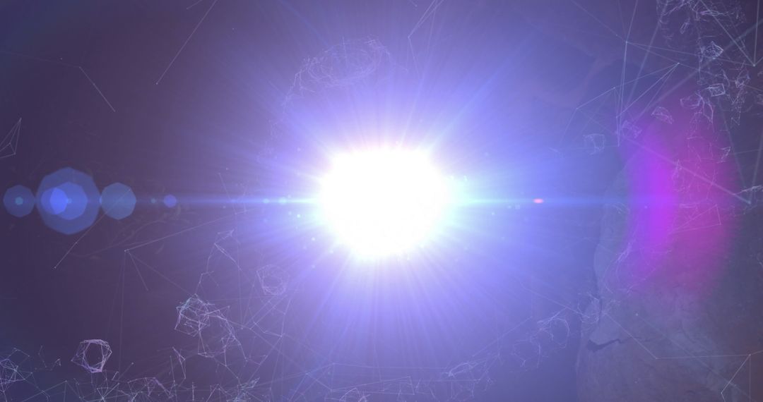 Digital Light Burst with Network Lines and Lens Flare