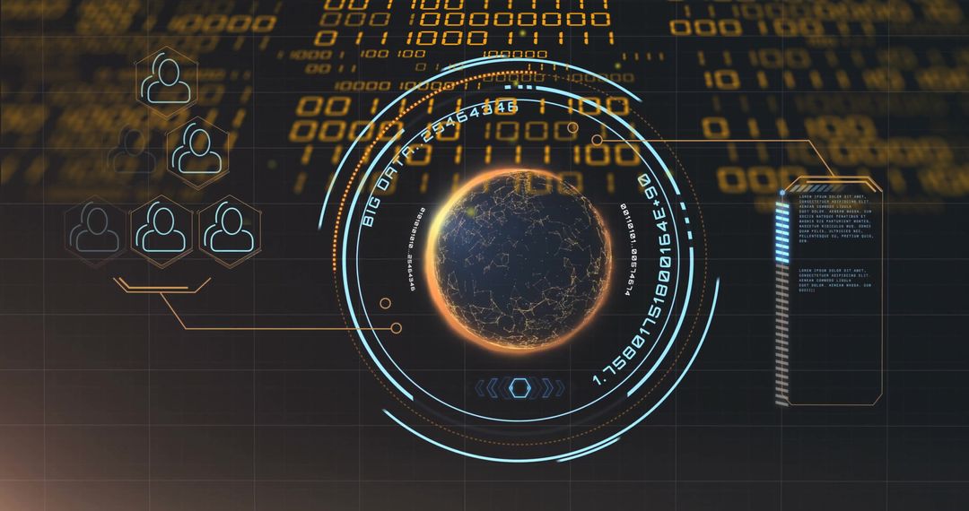 Futuristic artificial intelligence data processing globe