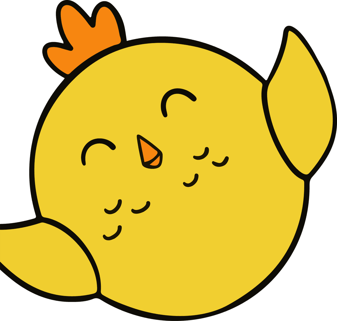 Cute Cartoon Chick Flapping Wings on Transparent Background