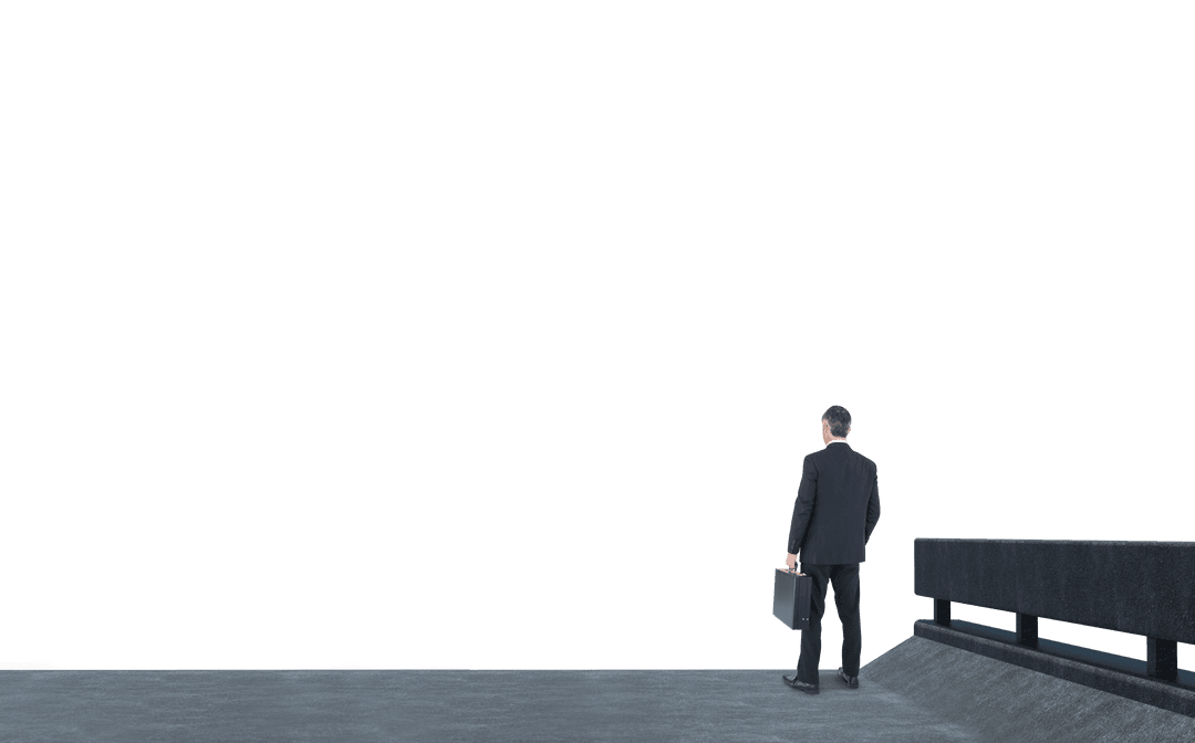 Businessman Standing on Bridge Looking Ahead Transparent Background