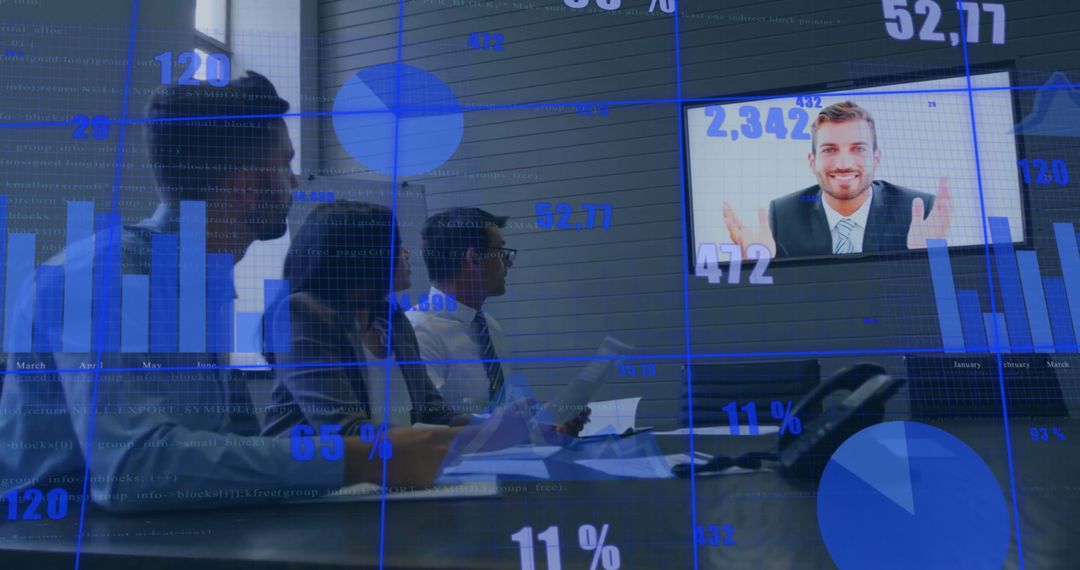 Global Business Team Analyzing Data During Virtual Meeting