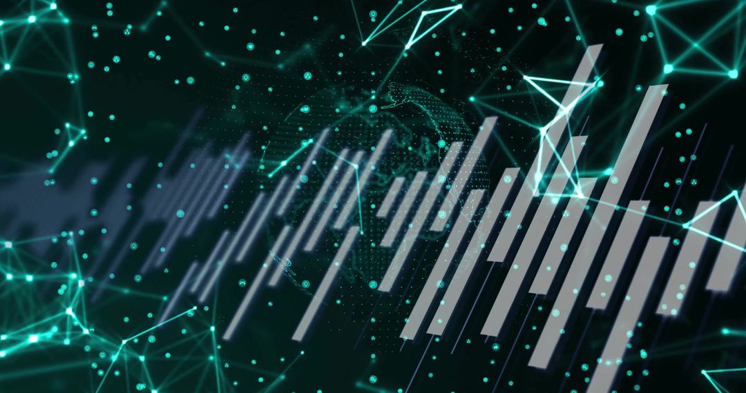 Digital Network Connections and Data Processing Visualizations