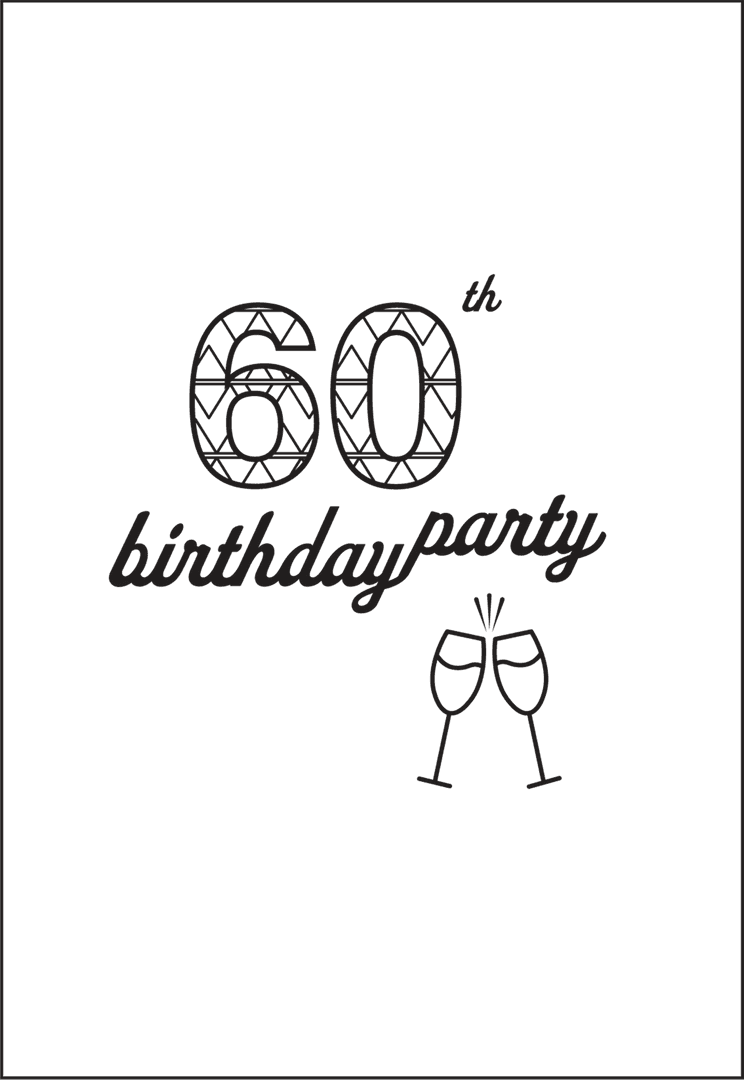 Transparent 60th Birthday Party Text with Clinking Glasses