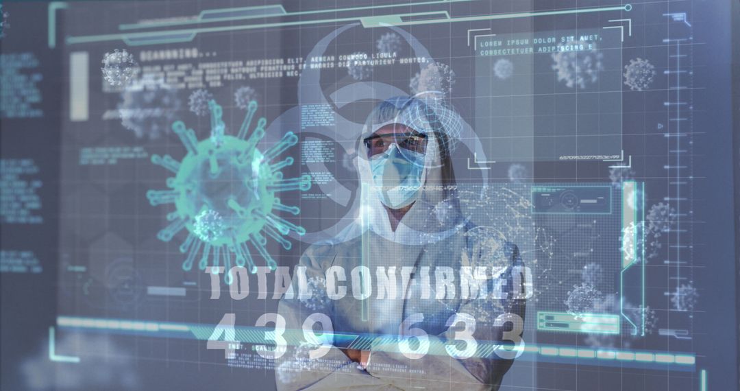 Digital Interface with Doctor and COVID-19 Virus Graphics