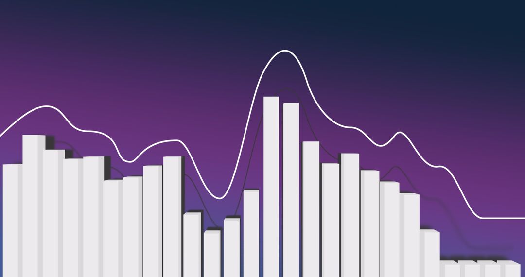 Abstract Data Visualization with Graphs on Purple Background