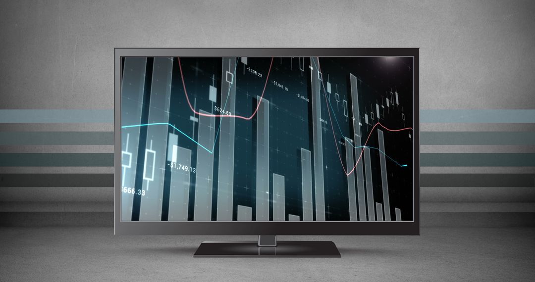 Graphs Displayed on LCD Screen in Minimalist Grey Room