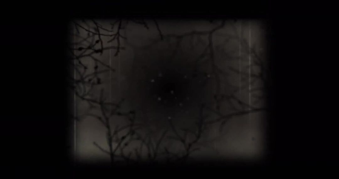 Mystical Tree Branches Framing Focal Darkness in Digital Art