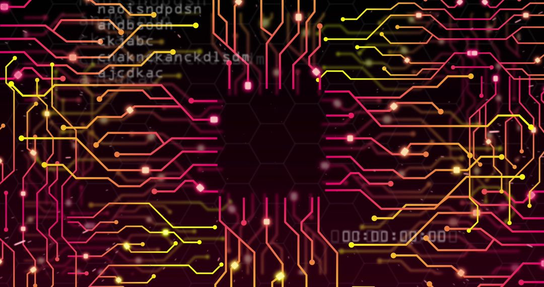 Futuristic Digital Circuit Board Pattern with Neon Colors