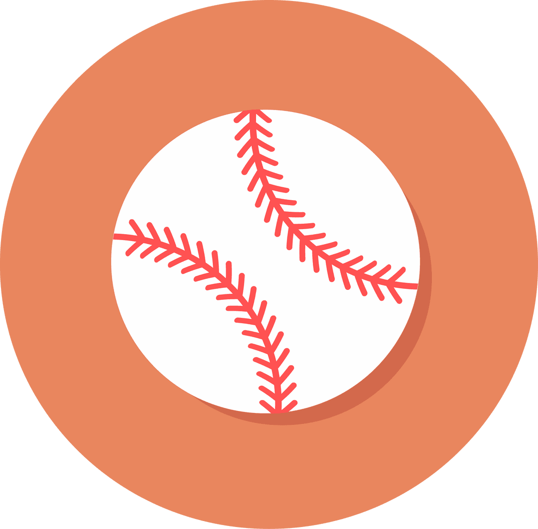 Transparent Flat Design Baseball Illustration with Red Stitching