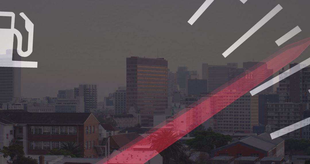 Digital Interface over Urban Skyline with Politics Conceptual Overlay