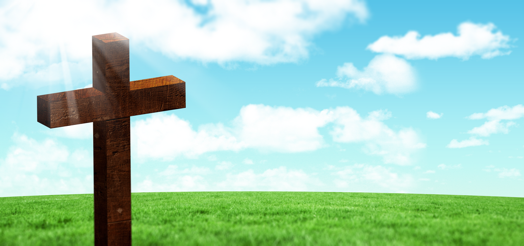 Illustration of Wooden Christian Cross on Green Meadow with Transparent sky background - Download Free Stock Images Pikwizard.com