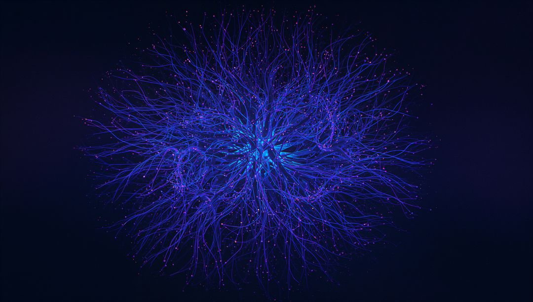 Luminescent Filament Network with Glowing Core and Nodes