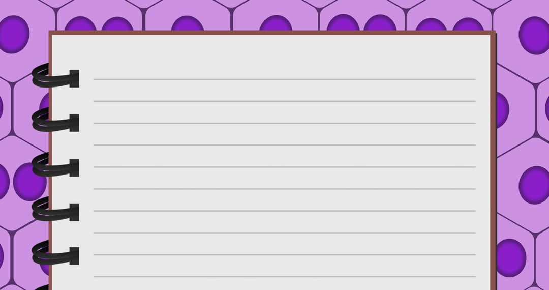 Blank Spiral Notebook on Bold Purple Honeycomb Background