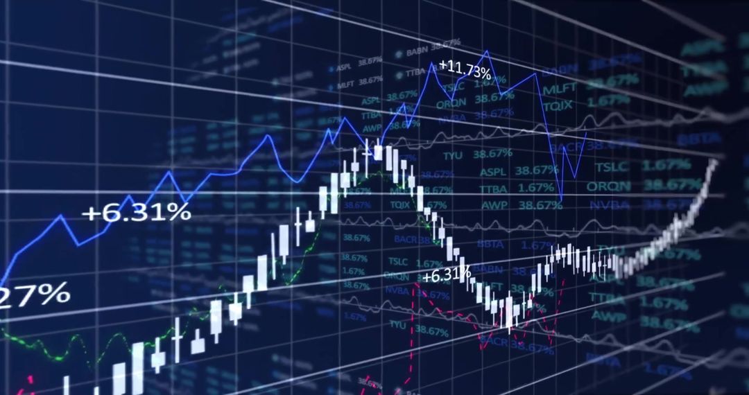 Financial Graphs and Digital Data on Dark Background