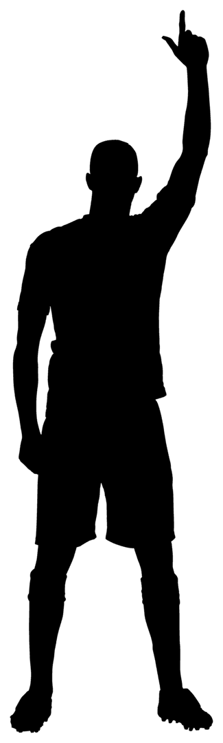 Transparent Silhouette of Soccer Player Raising Hand
