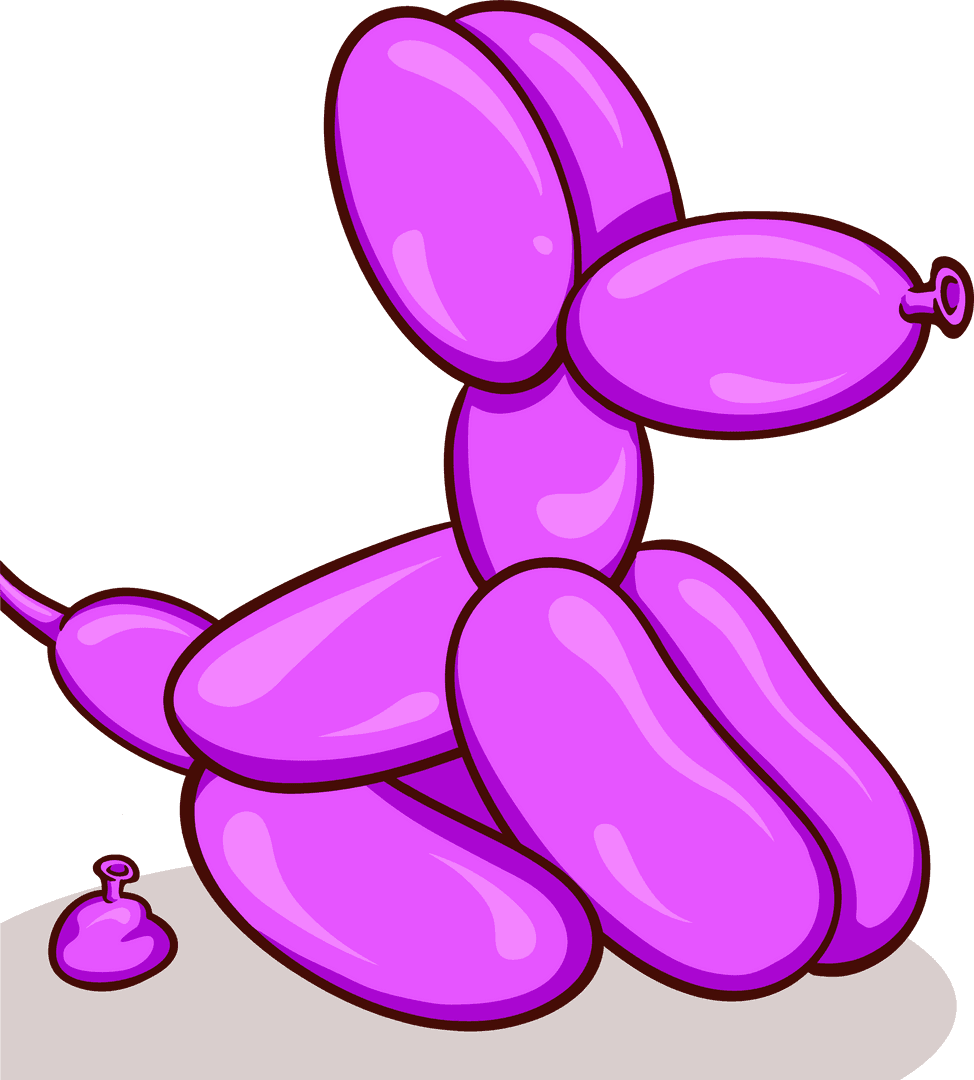 Purple Balloon Dog with Transparent Background Whimsical Design