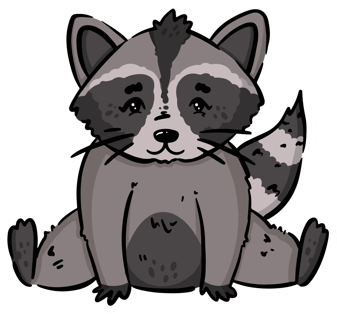 Whimsical Cartoon Raccoon Mascot on Transparent Background