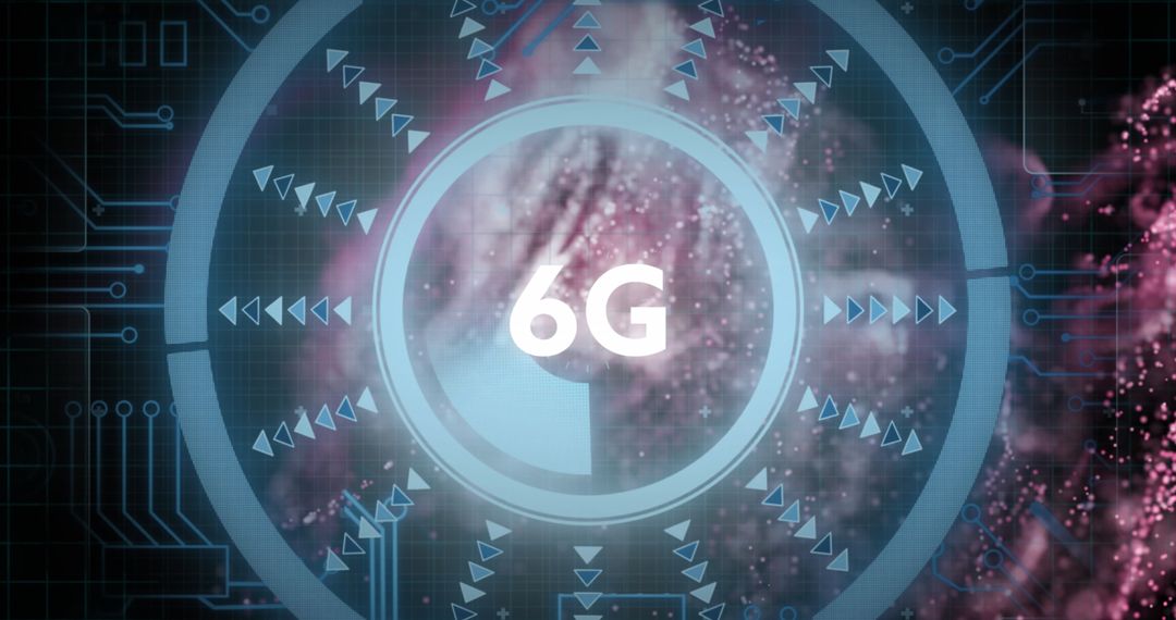 Futuristic 6G Technology Concept with Digital Interface Graphics