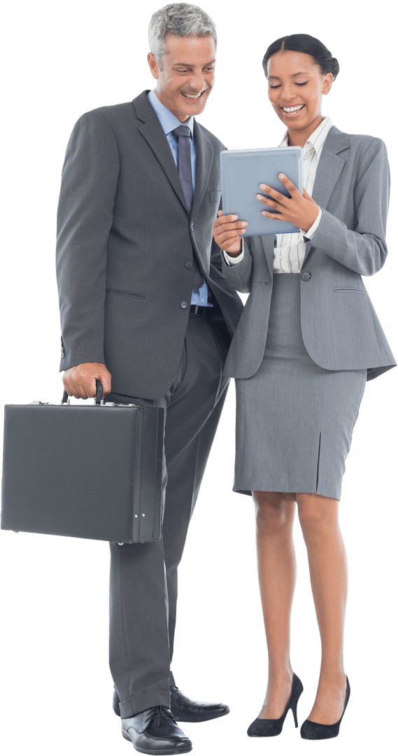 Transparent Office Team with Tablet Device Engagement