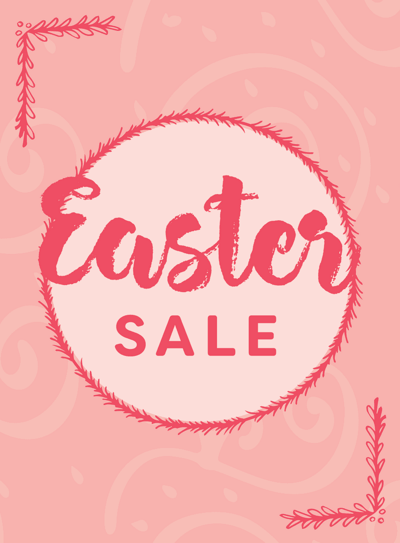 Easter Sale Pink Card on Transparent Background
