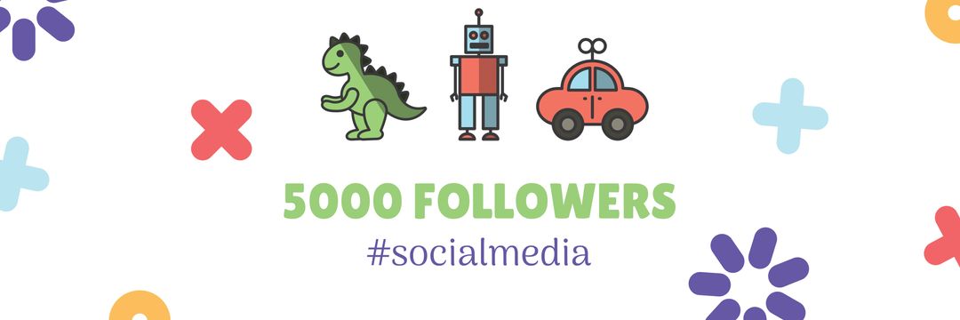 Playful Milestone Celebration Banner with Cartoon Illustrations