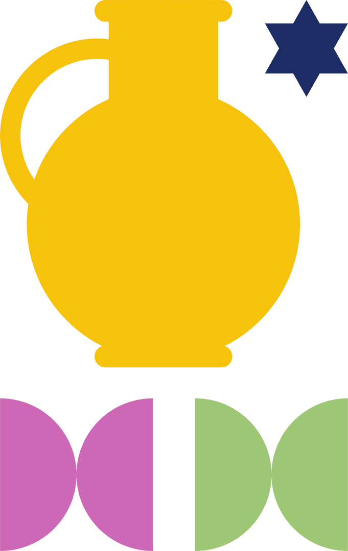 Vibrant Geometric Abstract with Transparent Pitcher and Star