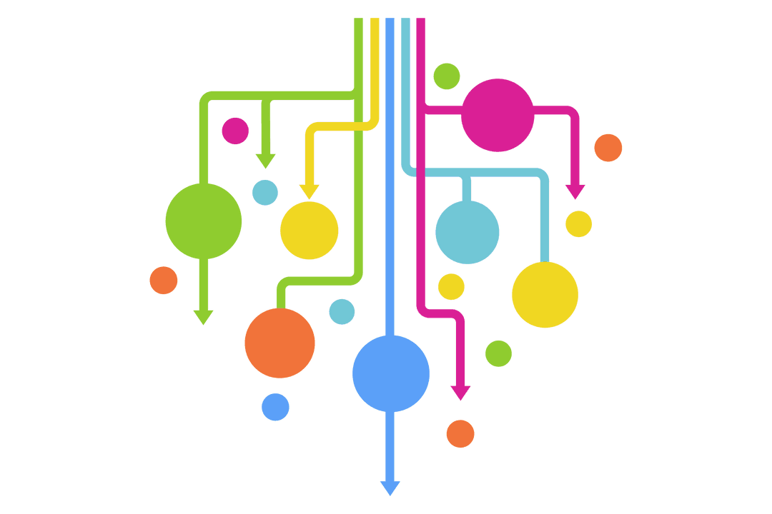 Colorful Abstract Connection Diagram on Transparent Background