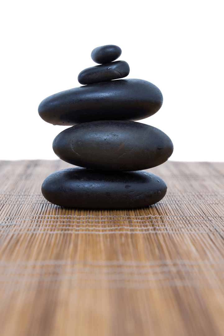 Stack of Round Stones on Transparent Background for Zen and Balance