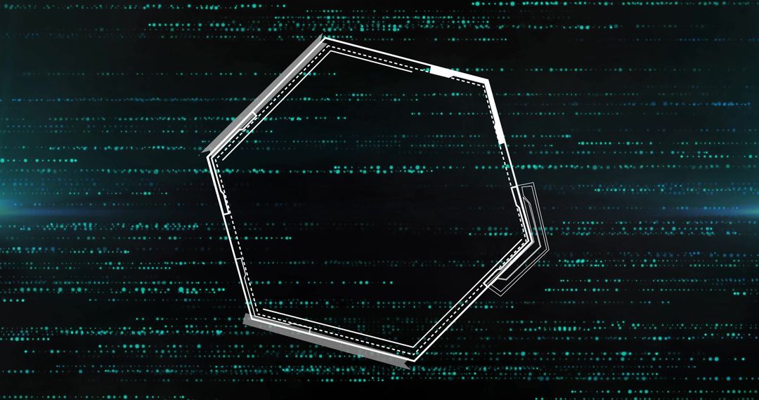 Futuristic Digital Hexagon with Flowing Binary Code