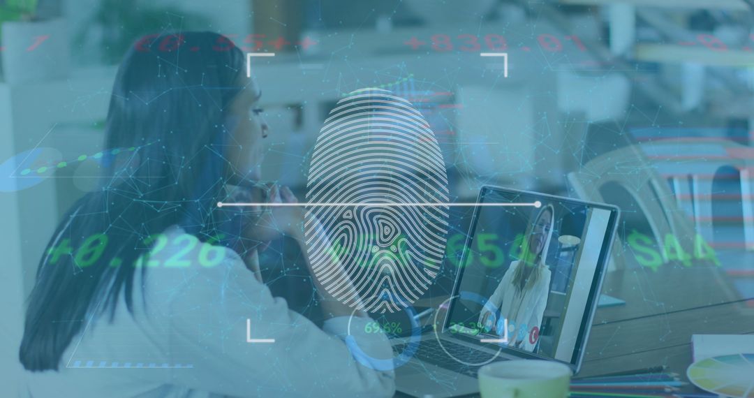 Virtual Fingerprint Authentication with Woman on Video Call