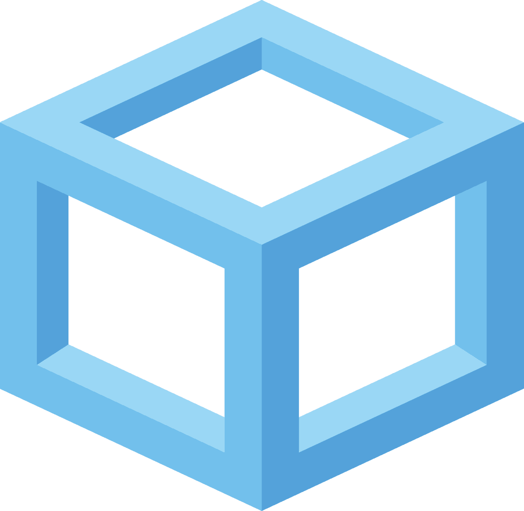 Minimalist Blue Isometric Cube on Transparent Background